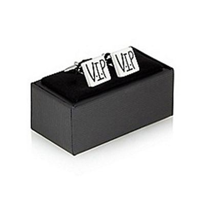 White 'VIP' print cufflinks